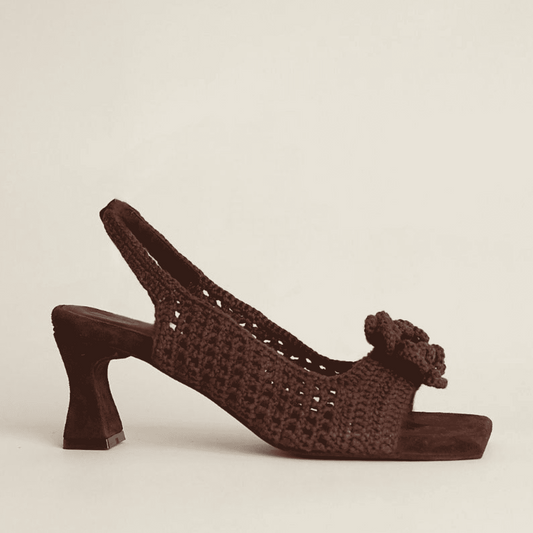 CANELLA TACOS TEJIDOS WOVEN HEELS BROWN