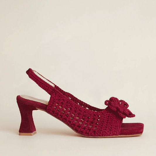 CANELLA TACOS TEJIDOS WOVEN HEELS WINE - Shoe Market NYC