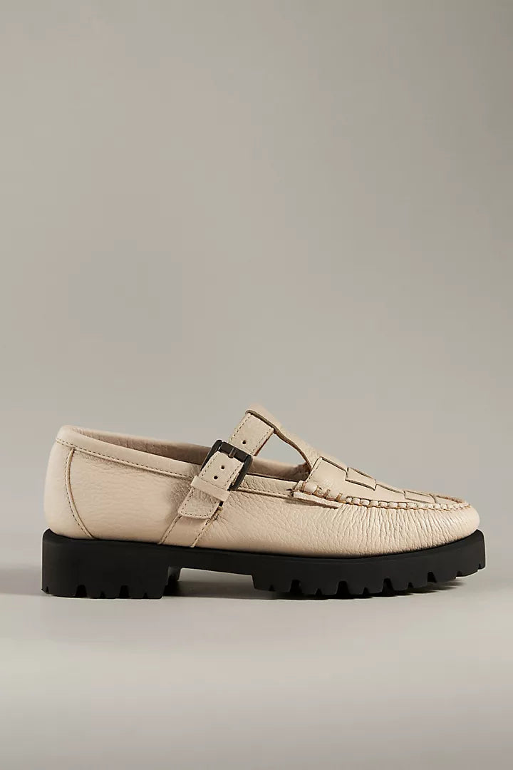 G.H BASS MARY JANE FISHERMAN - OFF WHITE