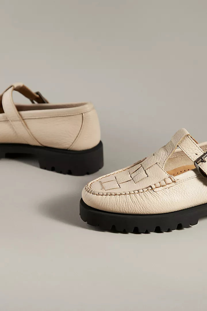 G.H BASS MARY JANE FISHERMAN - OFF WHITE