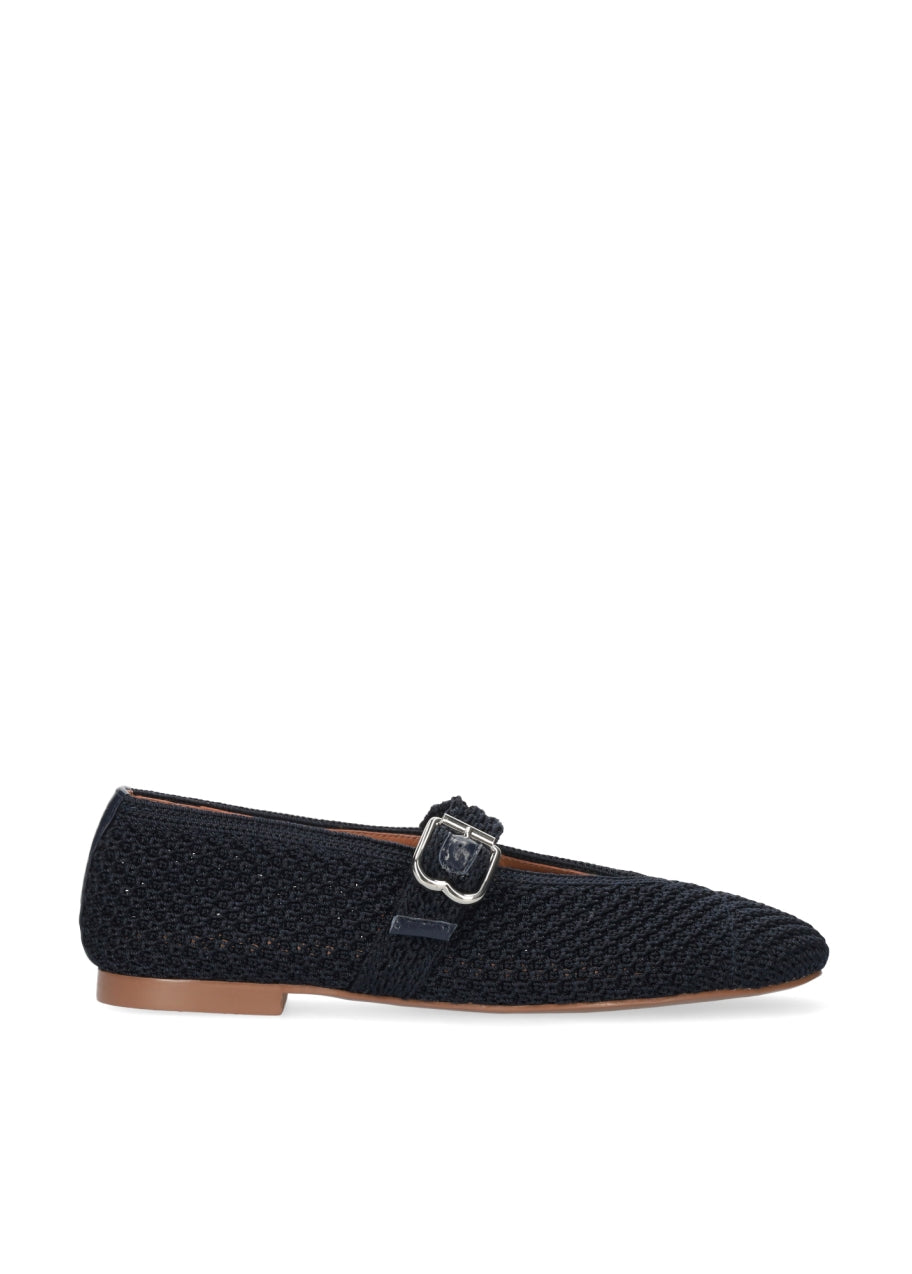 BIBI LOU ELANI WOVEN MARY JANES IN NAVY BLUE