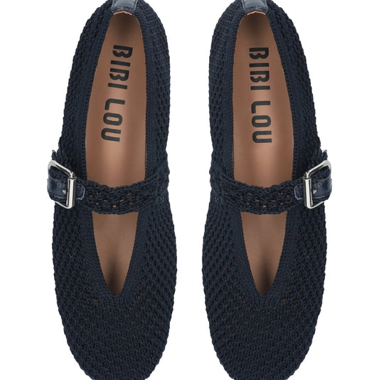 BIBI LOU ELANI WOVEN MARY JANES IN NAVY BLUE