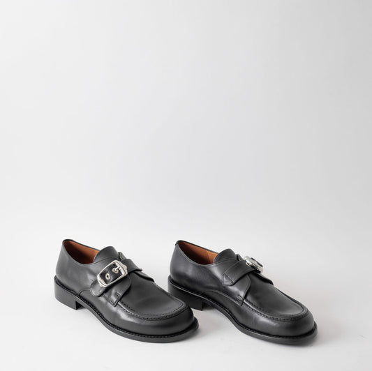 ANGEL ALACRON GISELLE MONK STRAP BLACK SHOES