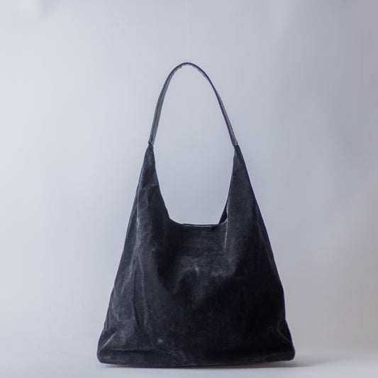 SUEDED TOTE-BLACK