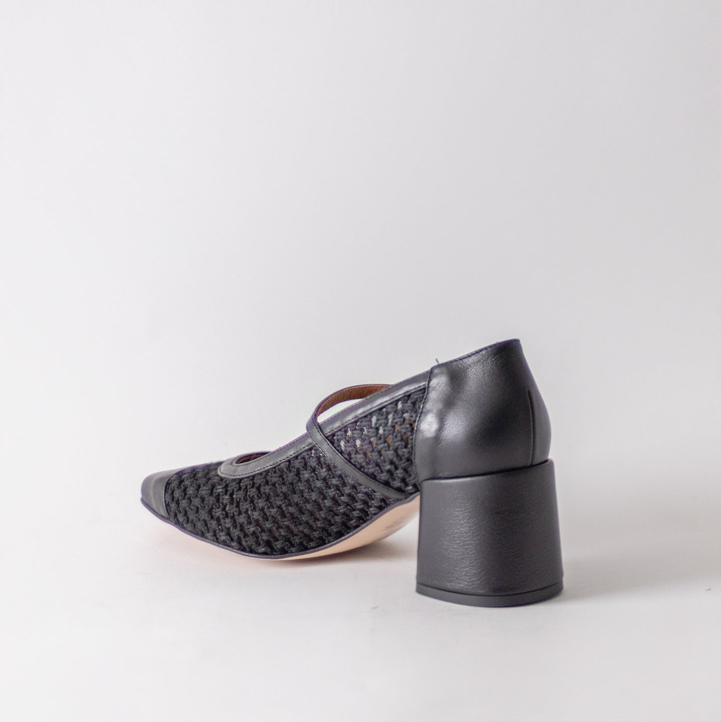 ANGEL ALACRON MELANIE -MESH MJ BLACK HEELS