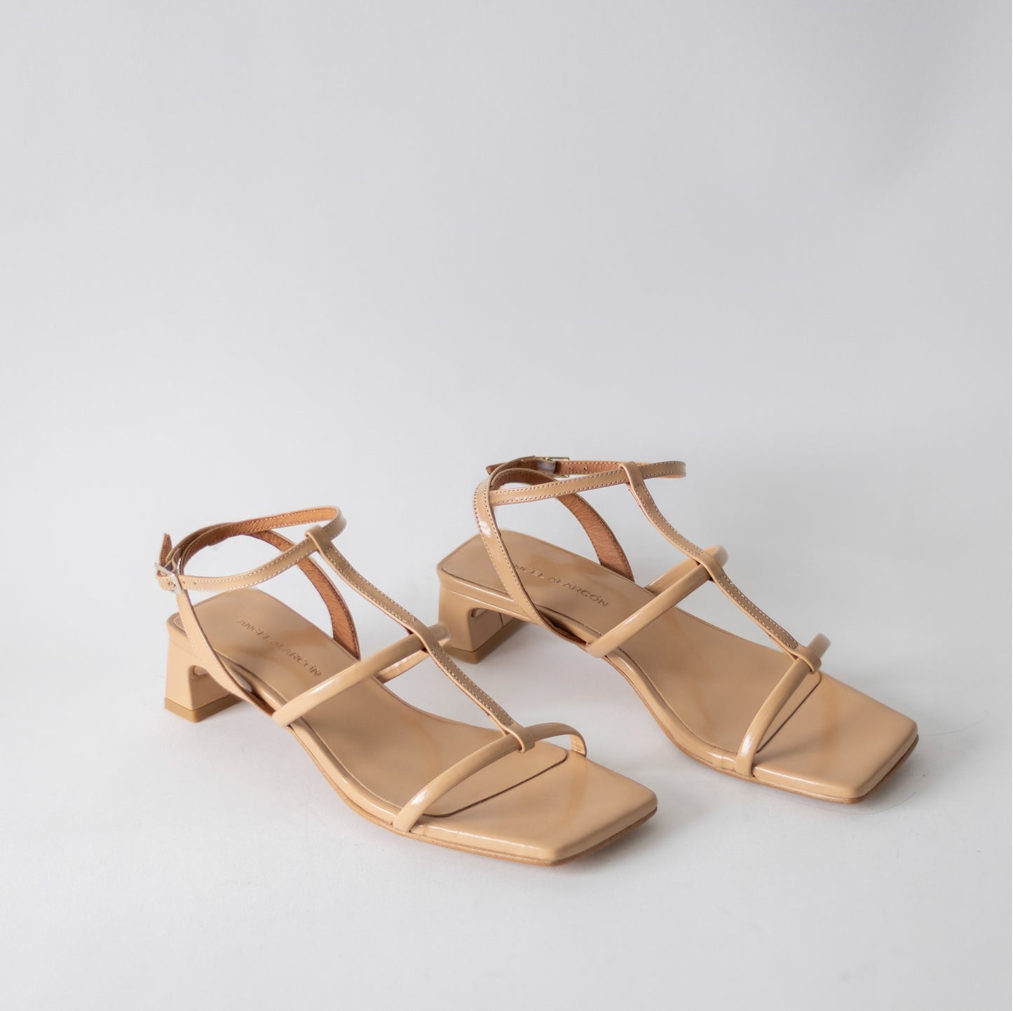 ANGEL ALACRON RACHEL LOW CAGE HEEL-ALMOND