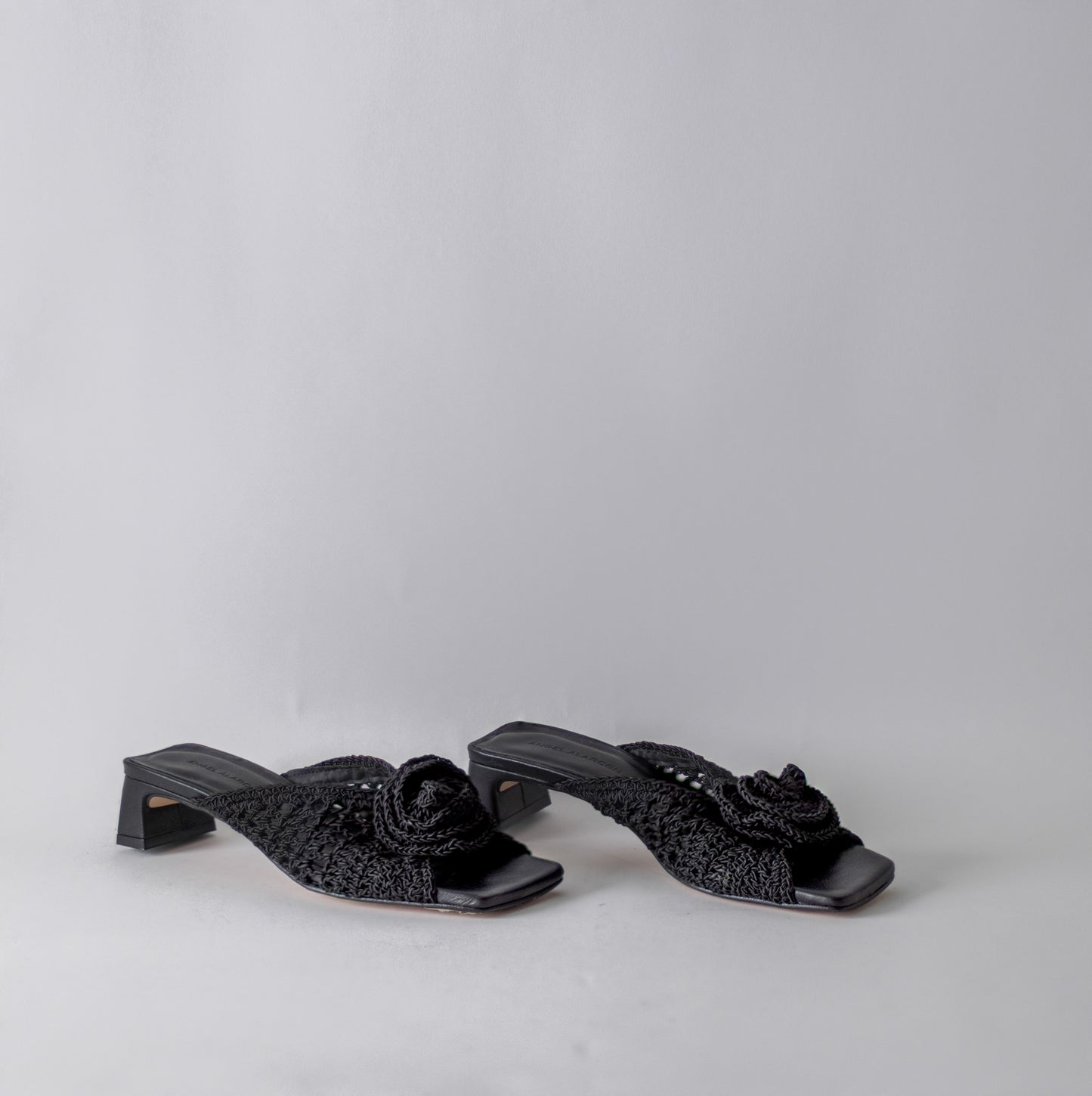 ANGEL ALCRON BENEDICTE CROCHET MULES IN BLACK