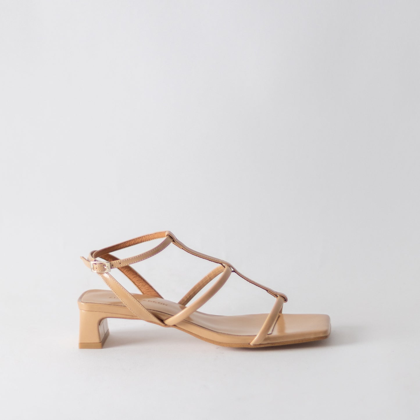 ANGEL ALACRON RACHEL LOW CAGE HEEL-ALMOND