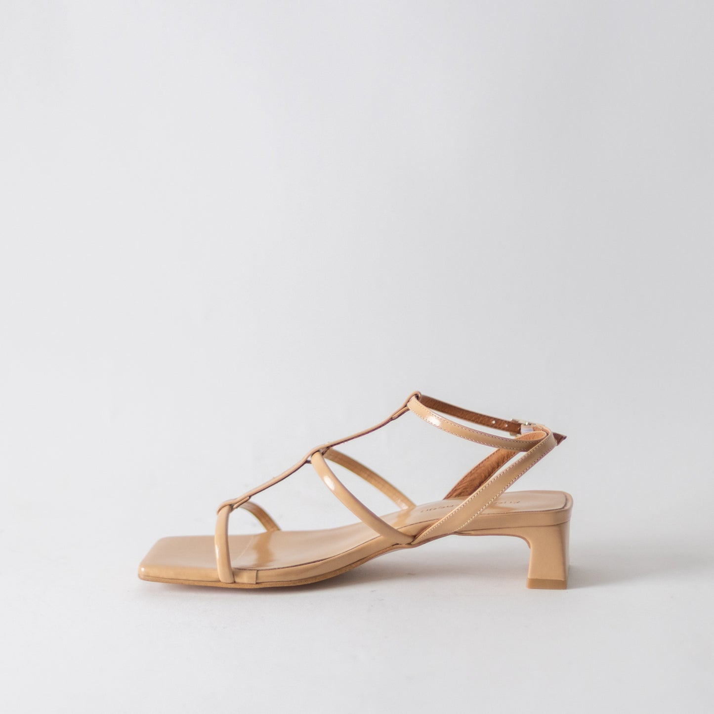 ANGEL ALACRON RACHEL LOW CAGE HEEL-ALMOND