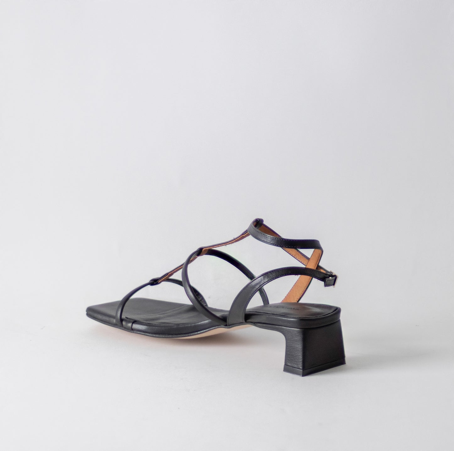 ANGEL ALACRON RACHEL LOW CAGE HEELS -BLACK