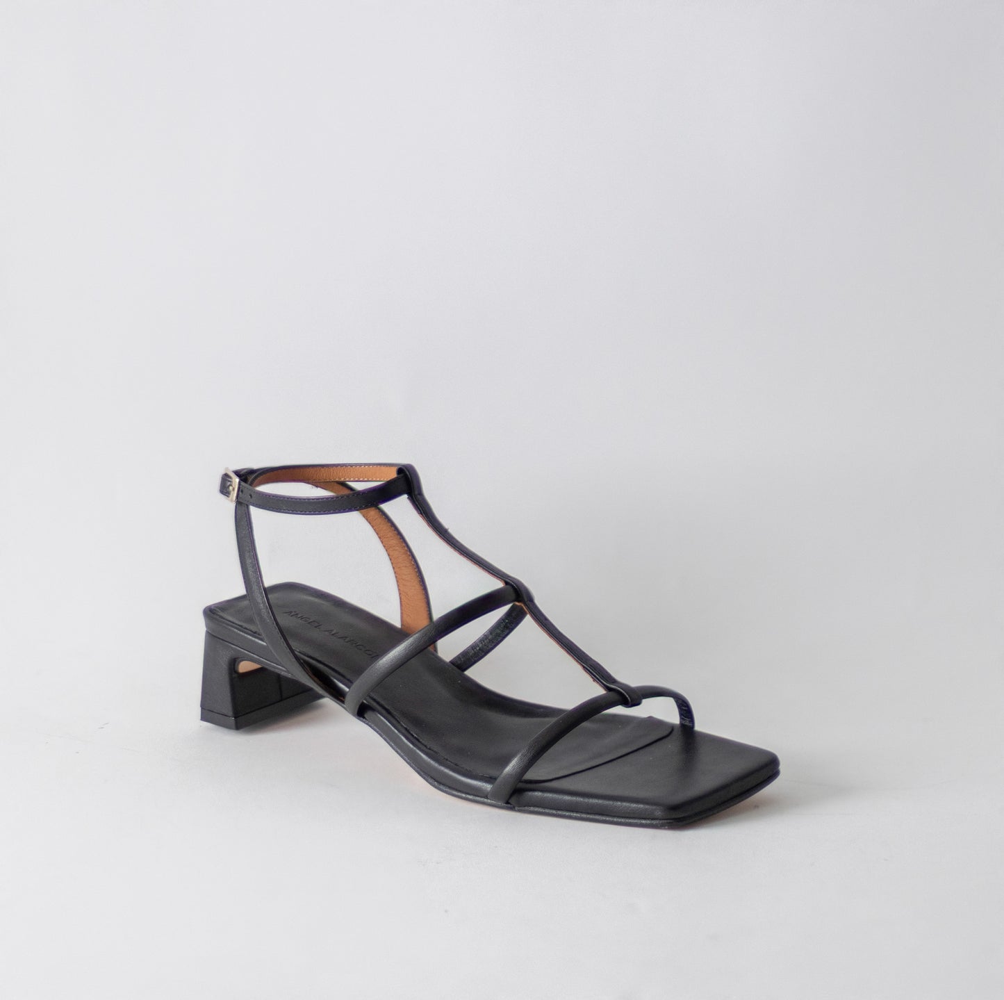 ANGEL ALACRON RACHEL LOW CAGE HEELS -BLACK