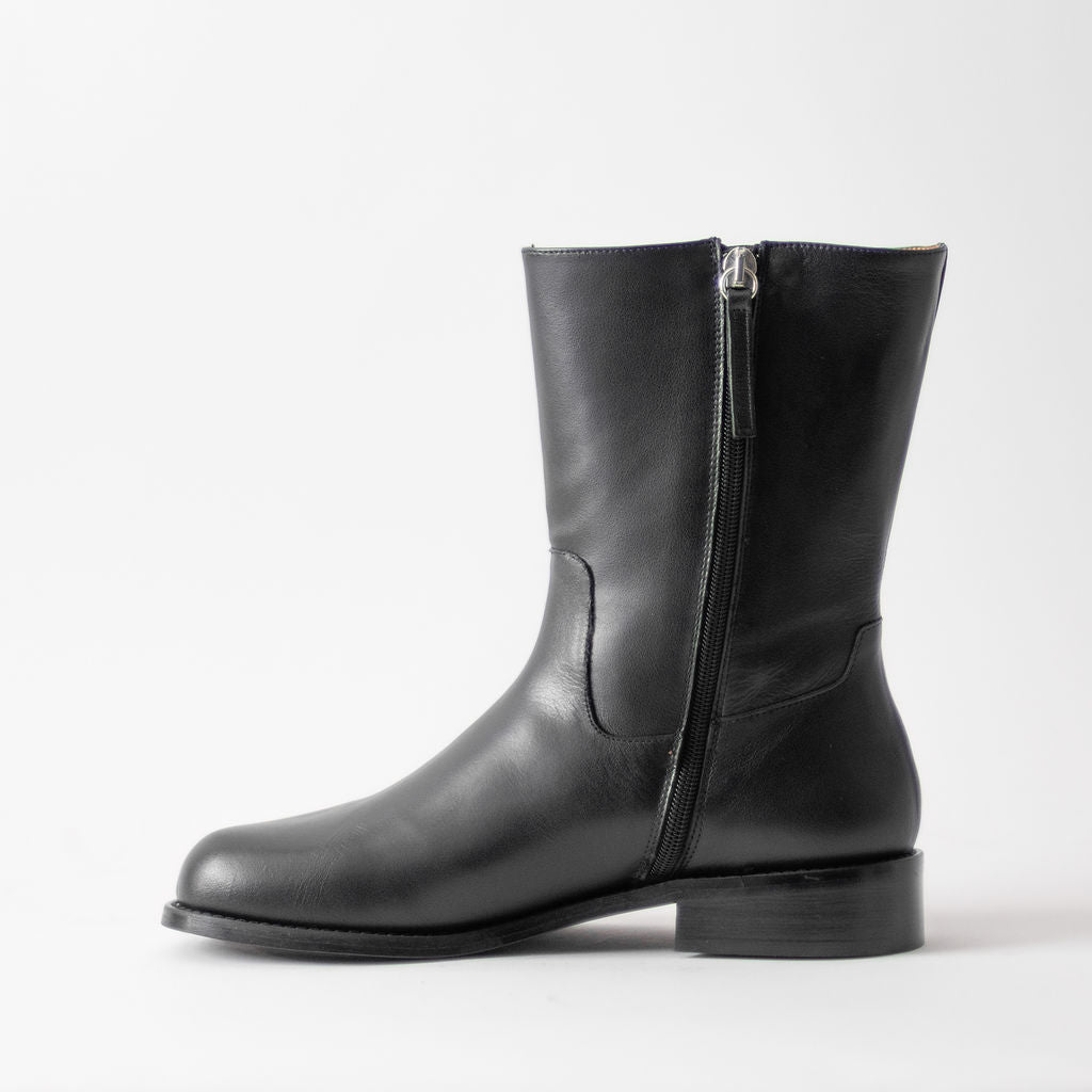 ANGEL ALACRON VERNA BUCKLE FLAT BOOT NAPA BLACK