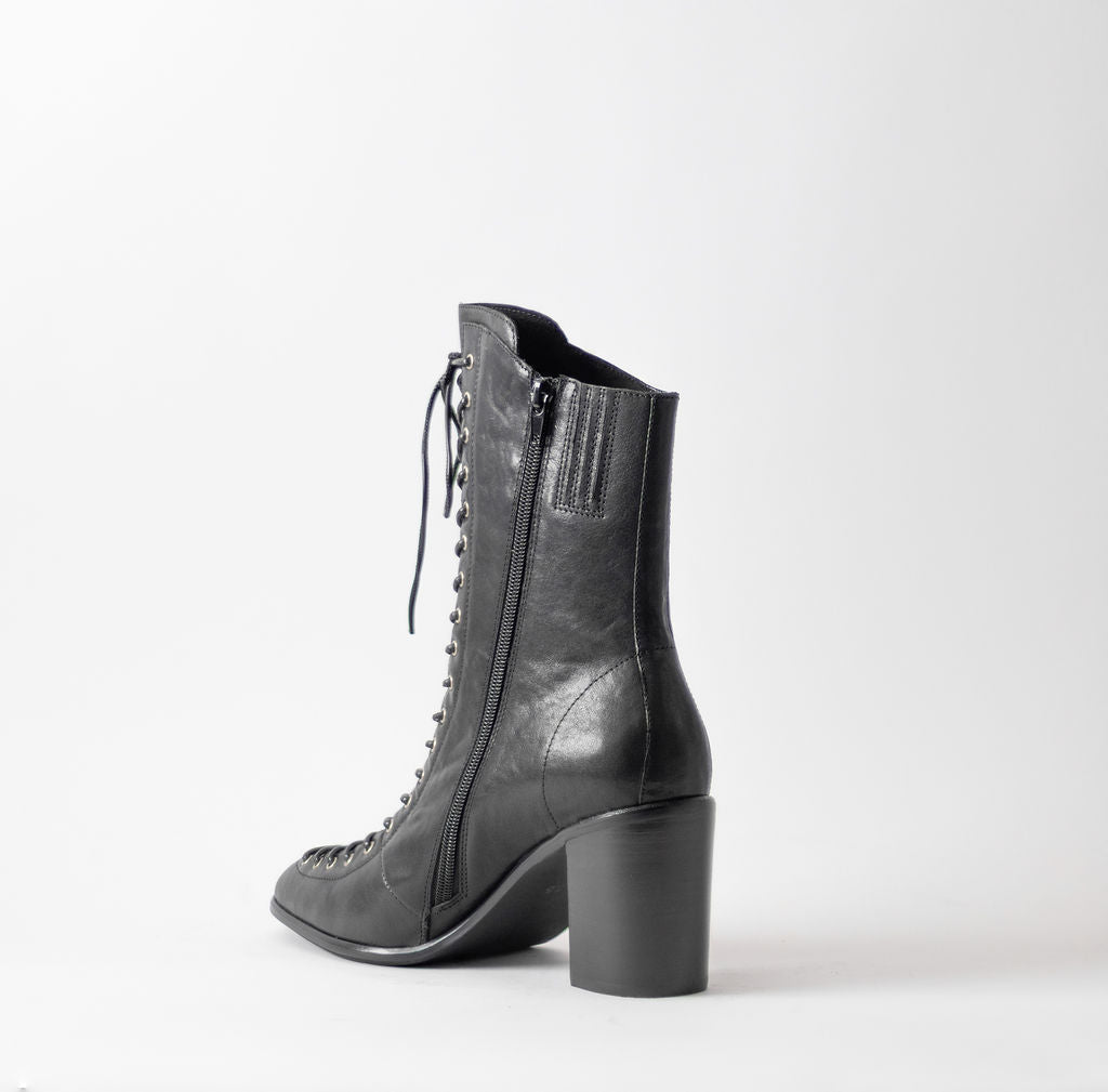 JEFFREY CAMPBELL ARCHILLE-2 BLACK LACE UP BOOTS