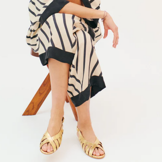 ANONYMOUS SOPHIE 20 CRACKLED METALIC GOAT SANDALS