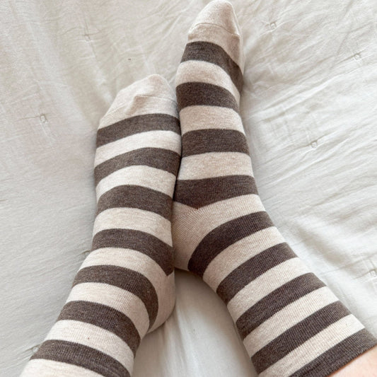 WALLY SOCKS WIDE BROWN STRIPE