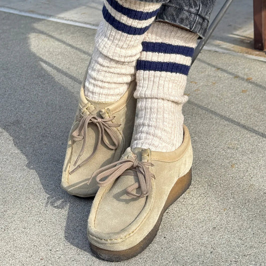 LE BON SHOPPE COTTAGE VARSITY SOCKS OATMEAL VRSTY