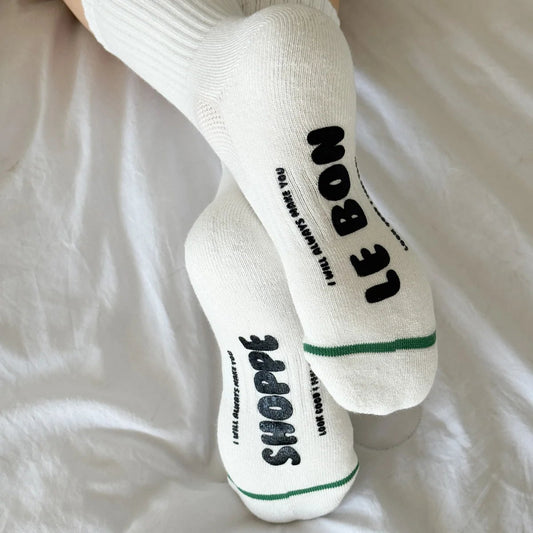 LEBON SHOPPE HUGGER SOCKS WHITE/BLACK