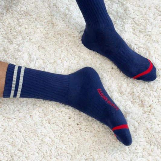 LE BON SHOPPE EXTENDED BOYFRIEND SOCKS NAVY X - Shoe Market NYC