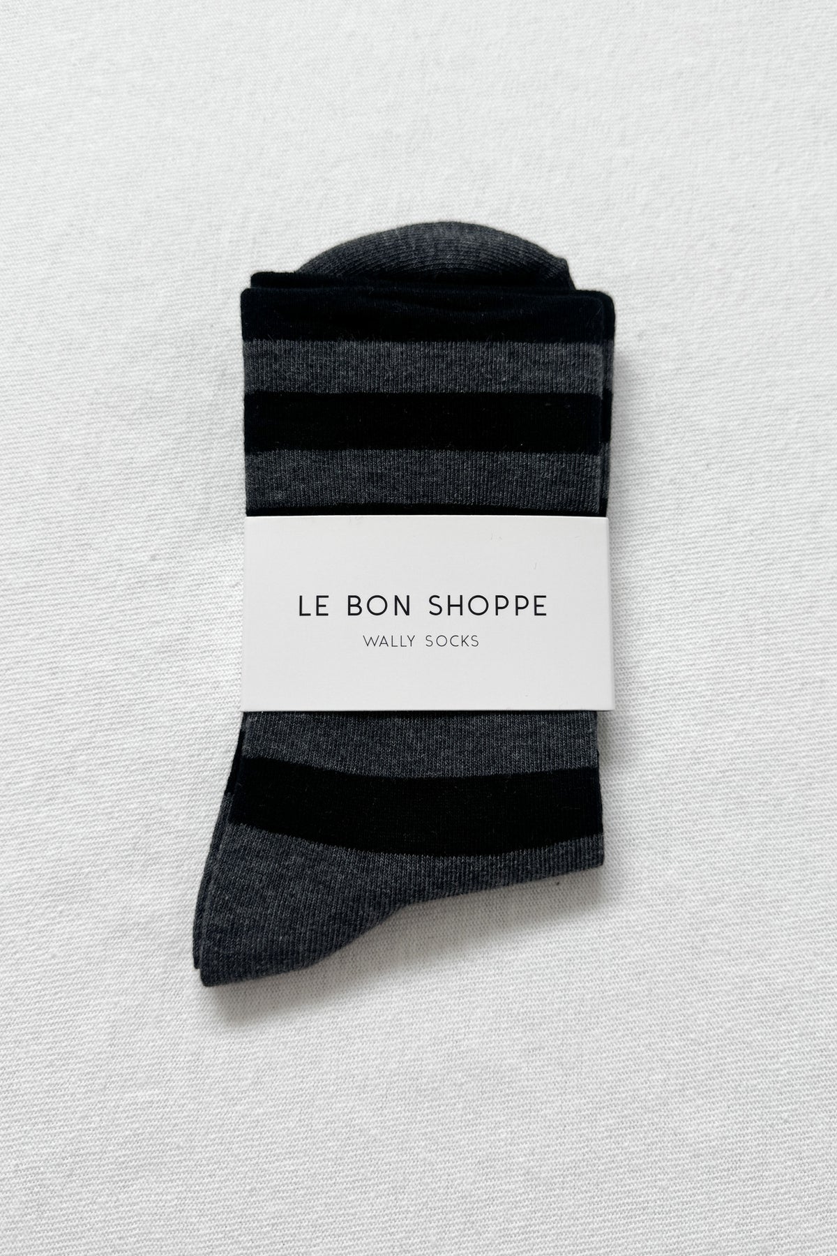 LEBON SHOPPE WALLY SOCKS WIDE CHARCOAL STRIPE