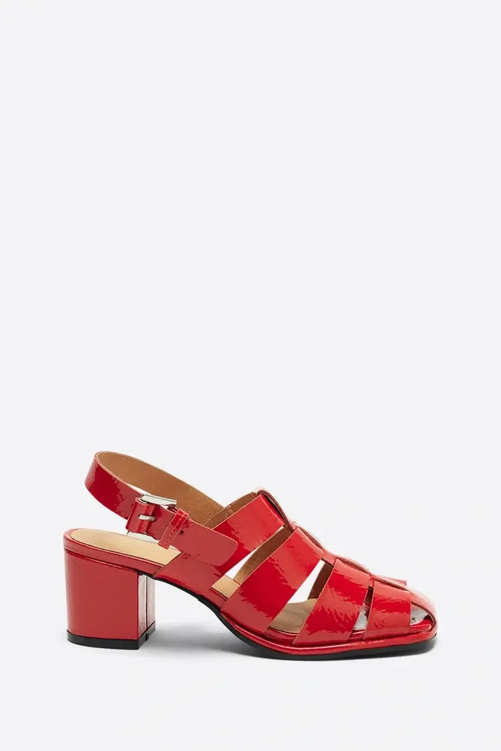 IB JULY FISHERMAN PATENT SANDALS IN RED and APPLE
