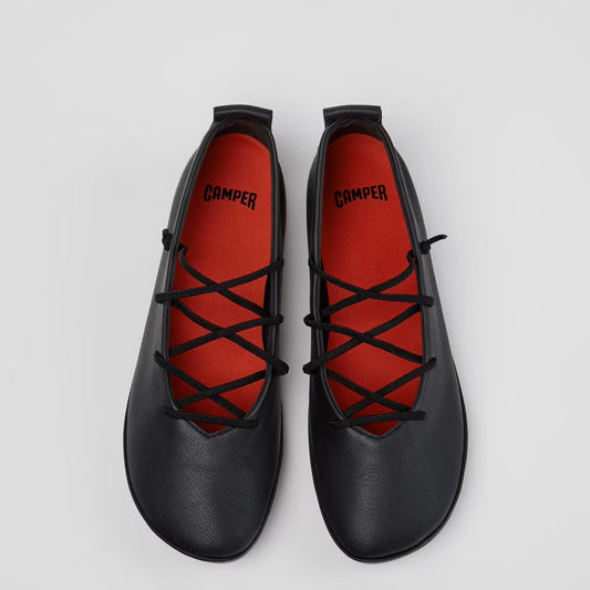 CAMPER RIGHT NINA LACE UP FLATS BLACK
