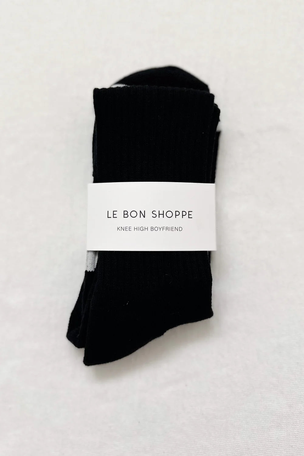 LE BON SHOPPE KNEE HIGH BOYFRIEND SOCKS BLACK