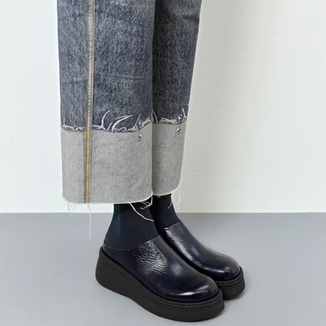 MIISTA Kristi Navy Pull Mules – Shoe Market NYC