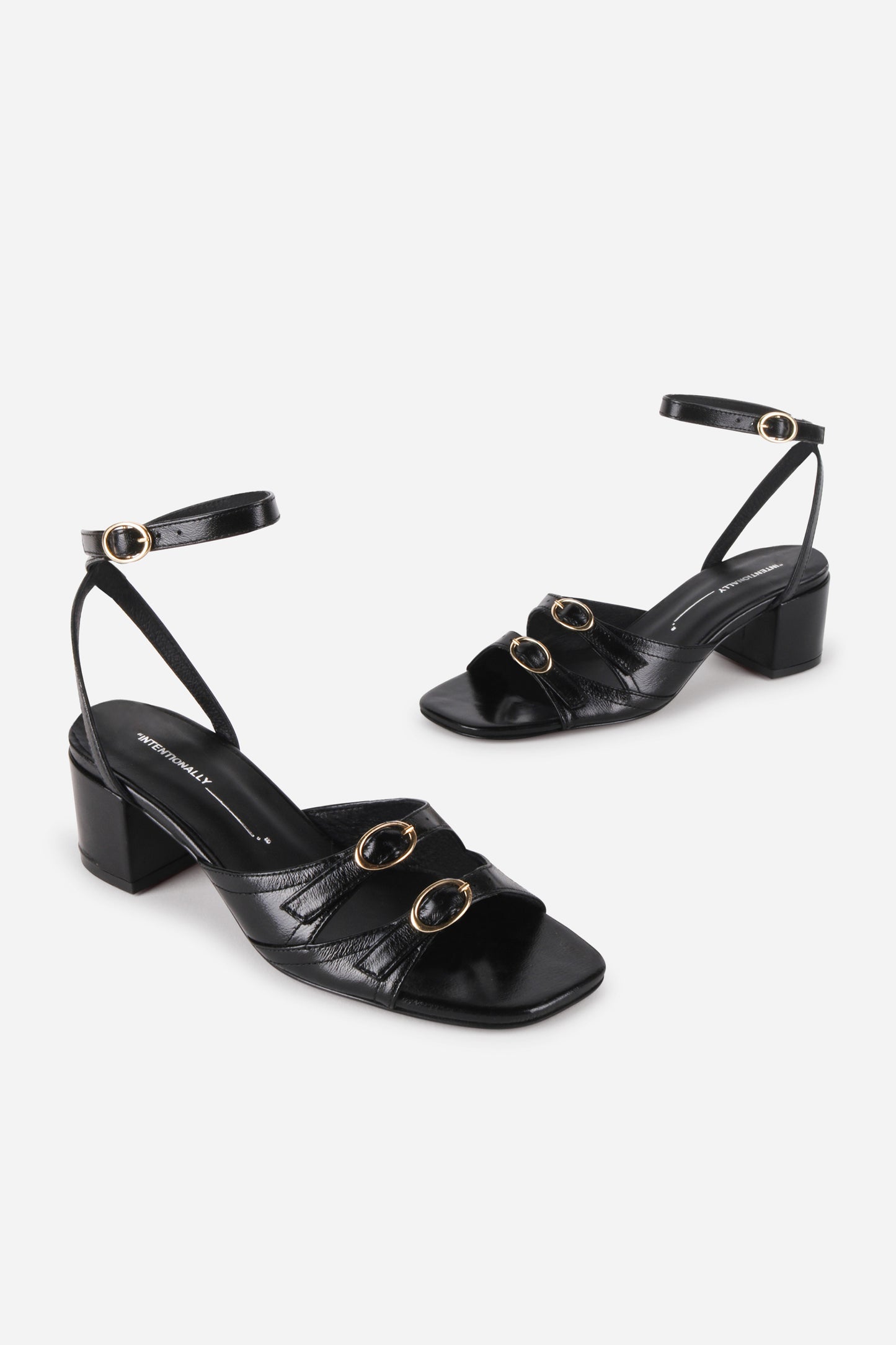 INTENTIONALLY BLANK LINGO HEELED SANDALS BLACK
