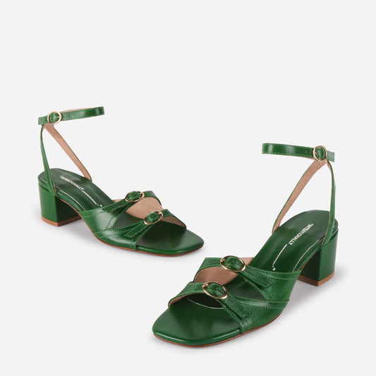 INTENTIONALLY BLANK LINGO HEELED SANDALS GREEN