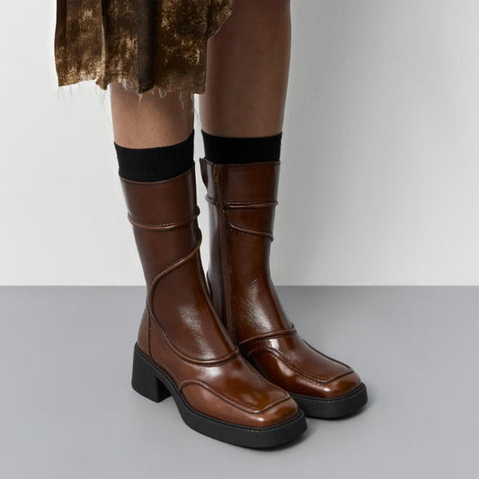 MIISTA Malene Tan and Black Ankle Boots