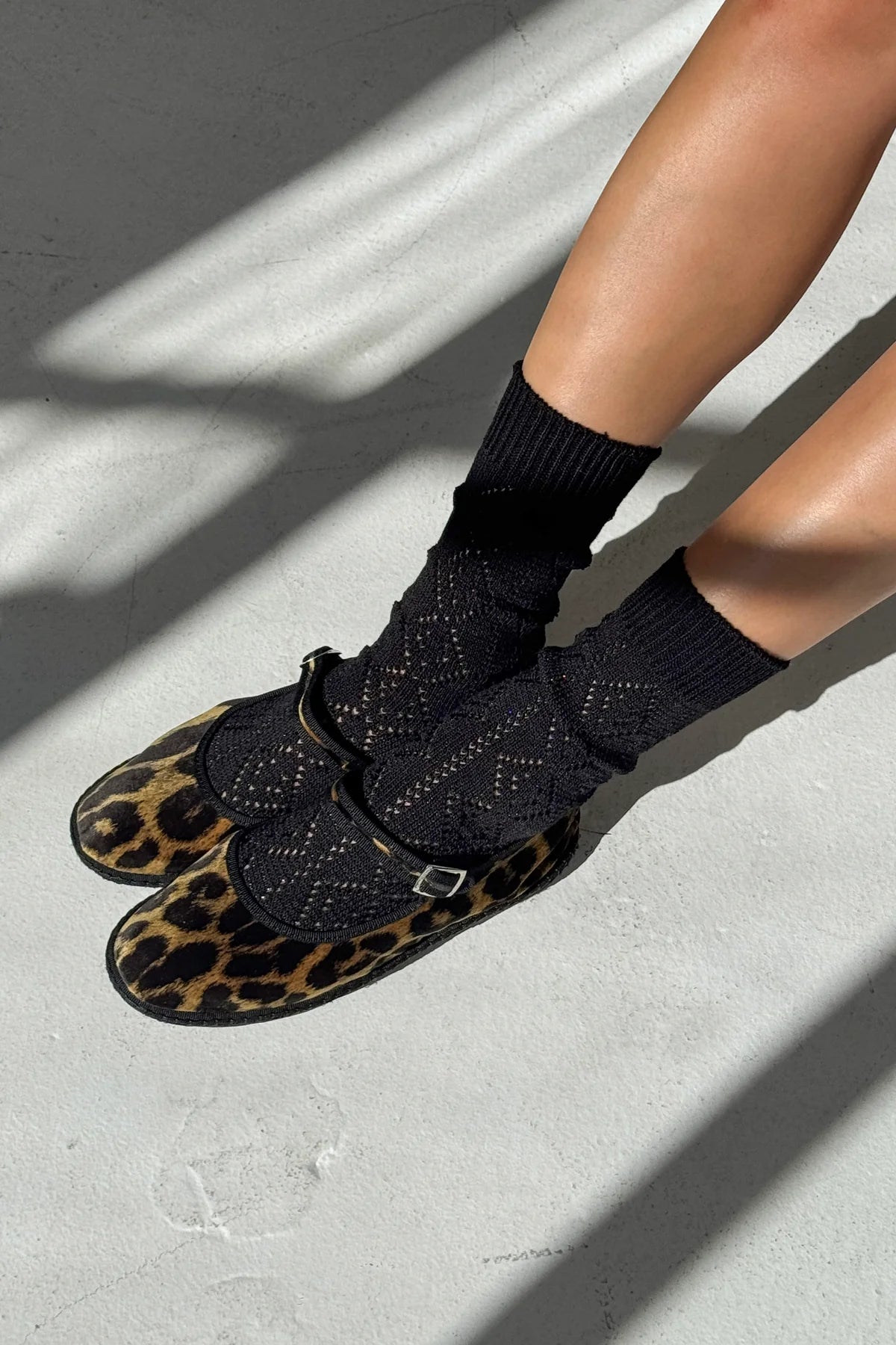 LEBON SHOPPE MODEL EYELET SOCK JET BLACK - Shoe Market NYC