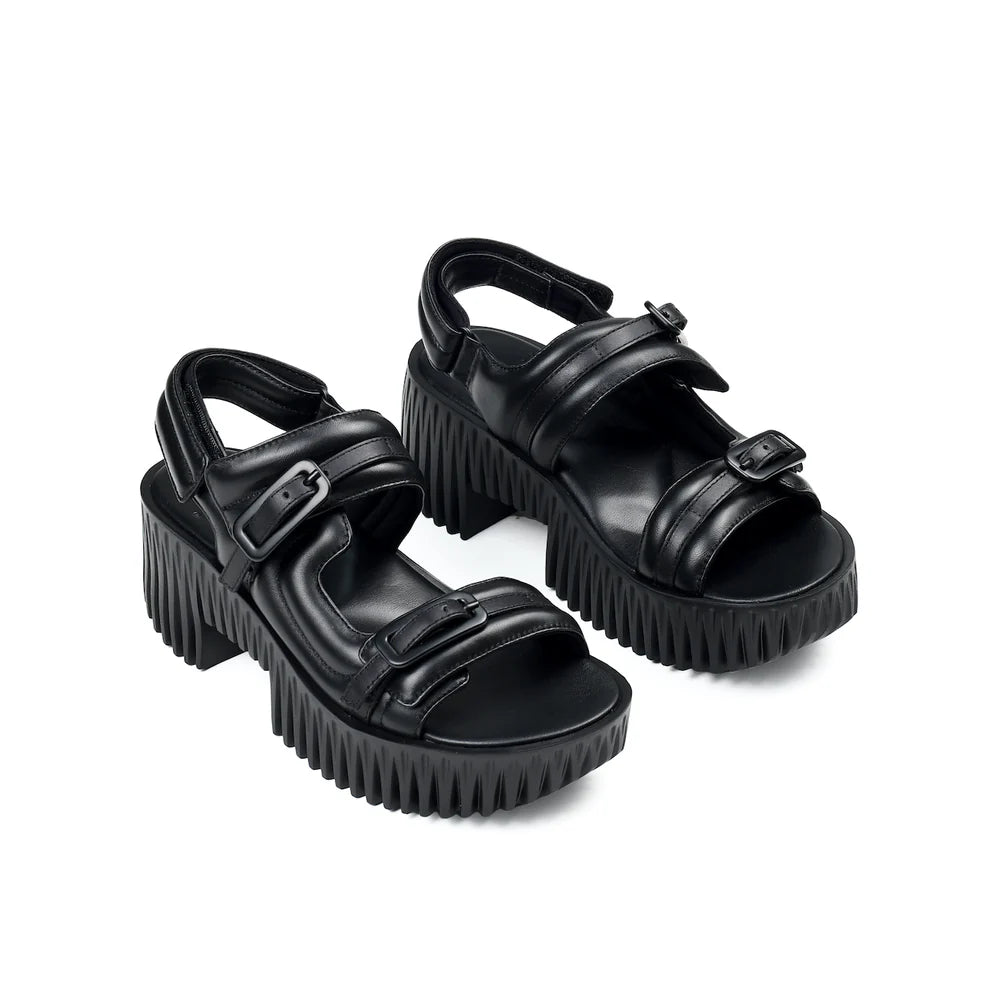 4CCCCEES PLIA KIKO SANDALS IN BLACK - Shoe Market NYC