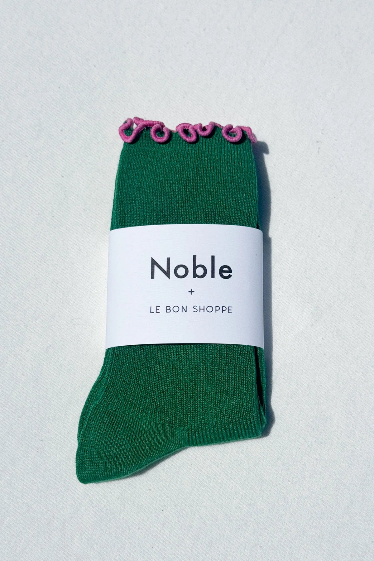 LEBON SHOPPE RUFFLE MODEL SOCKS POWDER SPINACH/ PINK