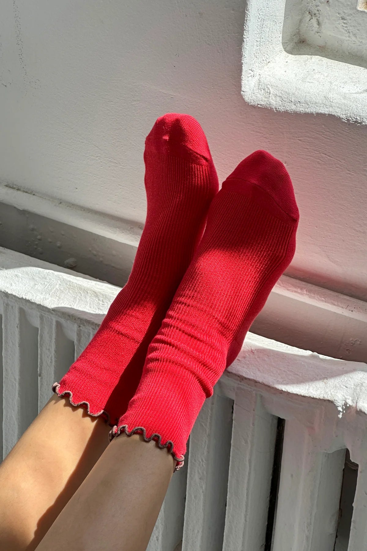 LEBON SHOPPE RUFFLE MODEL SOCKS PAPRIKA/BROWN