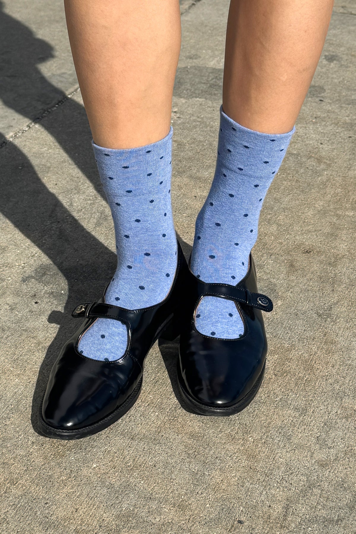 LEBON SHOPPE PATTERNED SNEAKER SOCKS POLKA NAVY BLUE - Shoe Market NYC