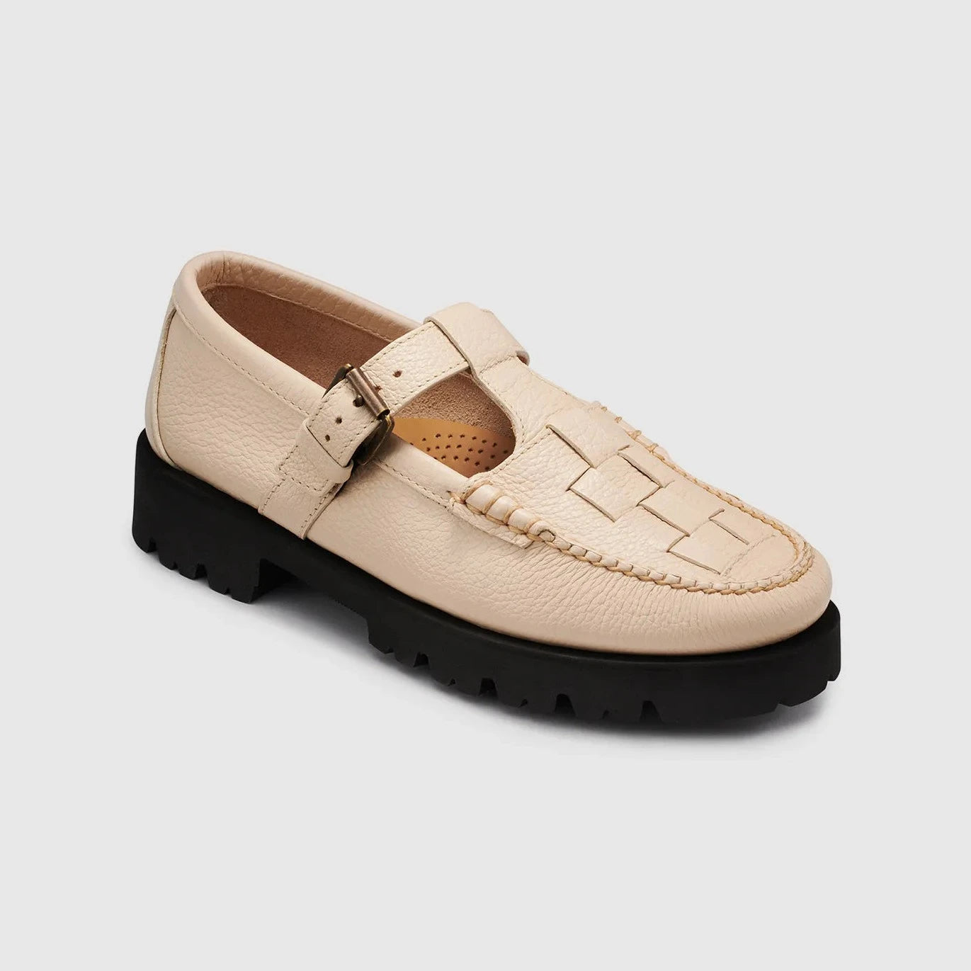 G.H BASS MARY JANE FISHERMAN - OFF WHITE