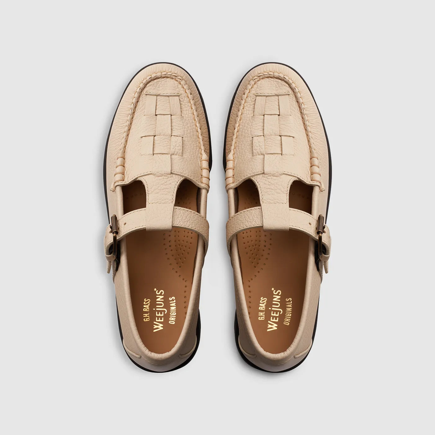 G.H BASS MARY JANE FISHERMAN - OFF WHITE