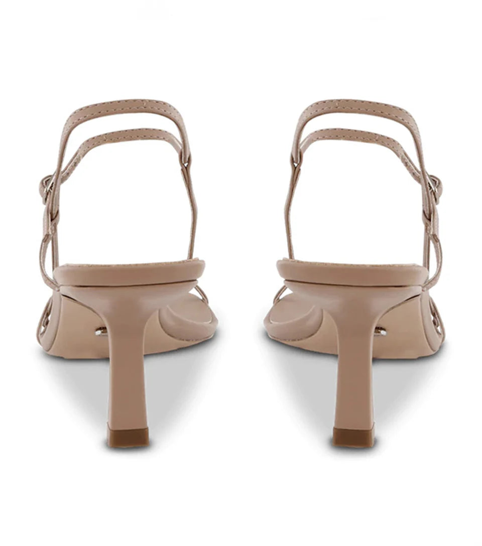 TONY BIANCO CAPRICE STRAPPY HEELS IN BLACK AND SKIN