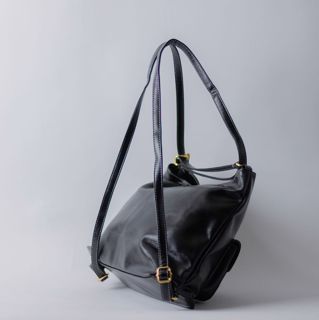 CONVERTABLE CONTRAST STITCH-BLACK