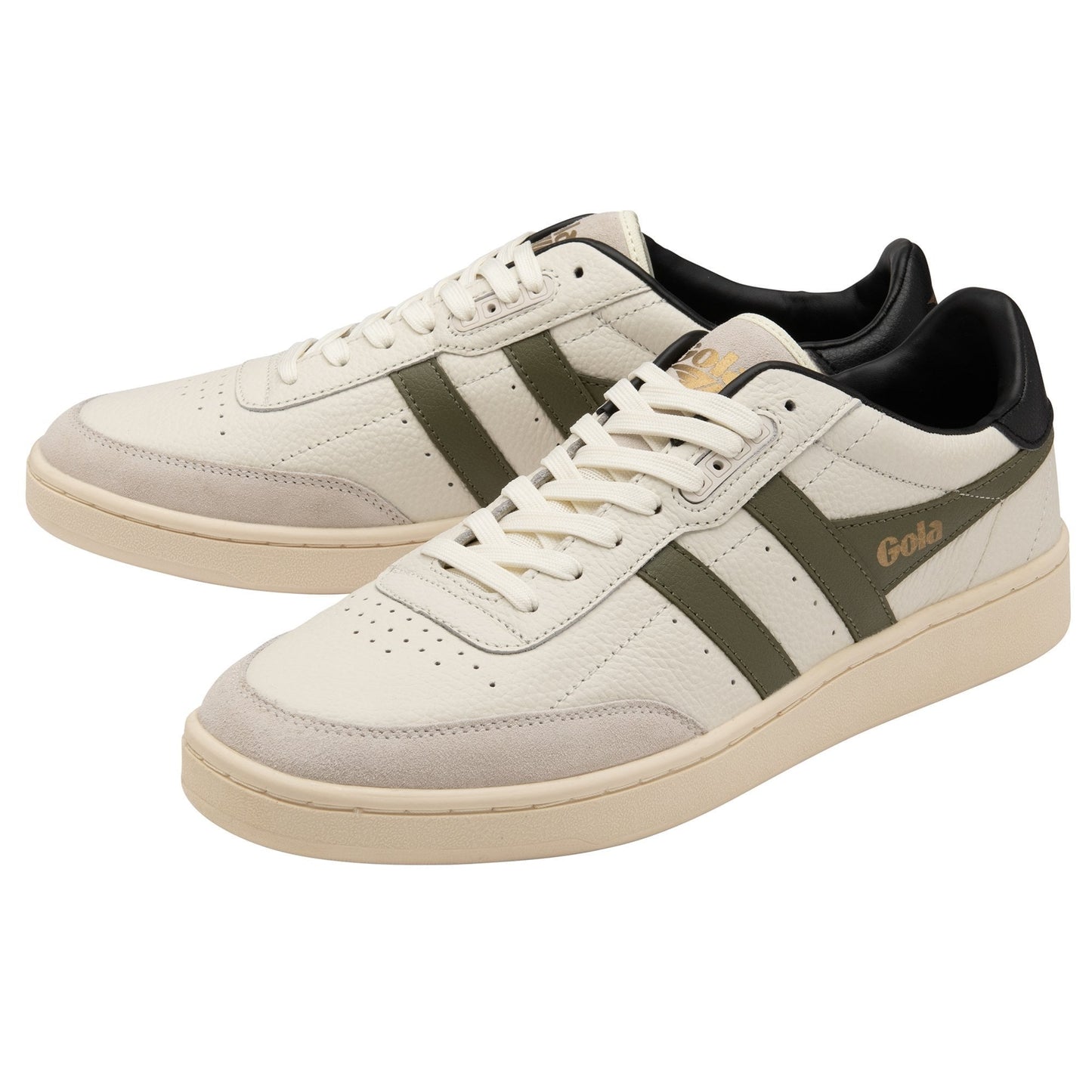 GOLA CONTACT MEN'S LEATHER SNEAKERS - OW/KHK/BLK