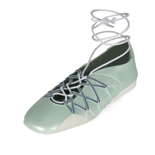 JEFFREY CAMPBELL M-V-P -LT GREEN LACE UP FLATS
