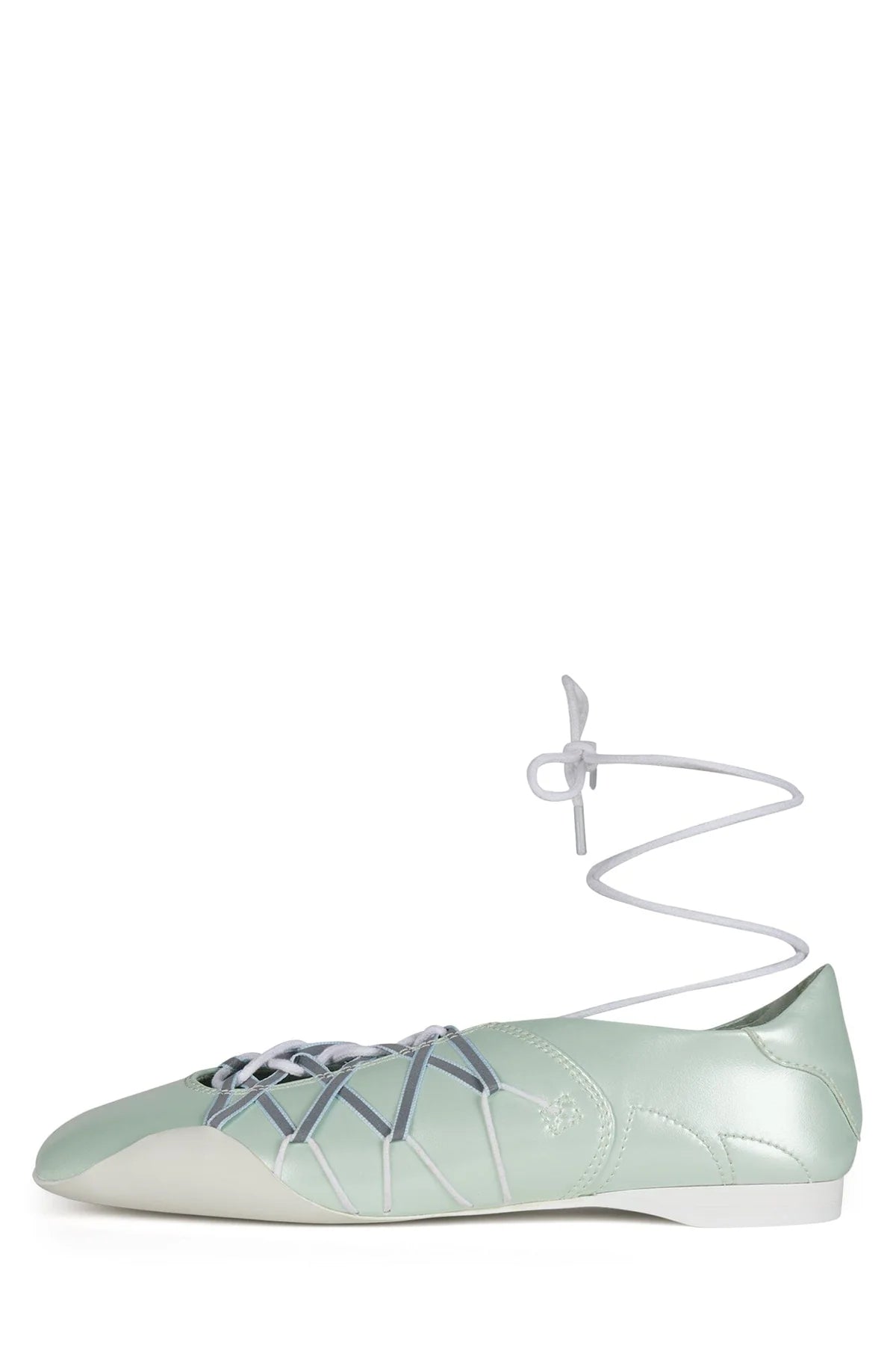 JEFFREY CAMPBELL M-V-P -LT GREEN LACE UP FLATS