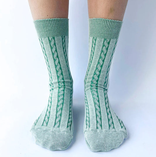OKAYOK COTTON CABLE DRESS SOCKS CUCUMBER