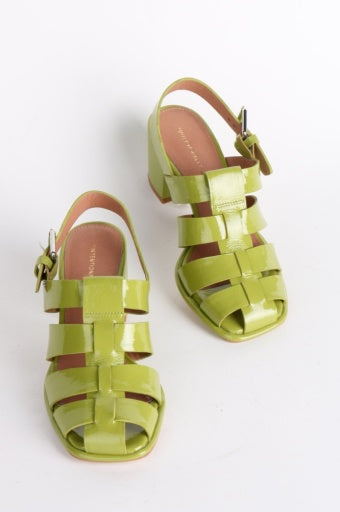 IB JULY FISHERMAN PATENT SANDALS IN RED and APPLE