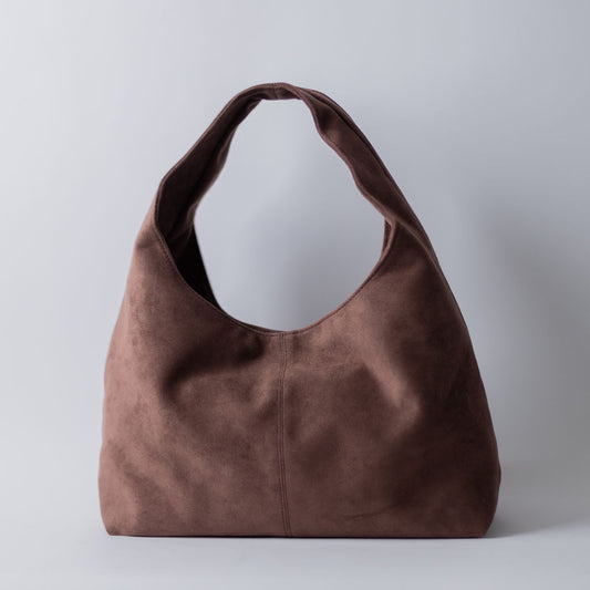 SUEDE SLOUCH SHOULDER-CHOCO