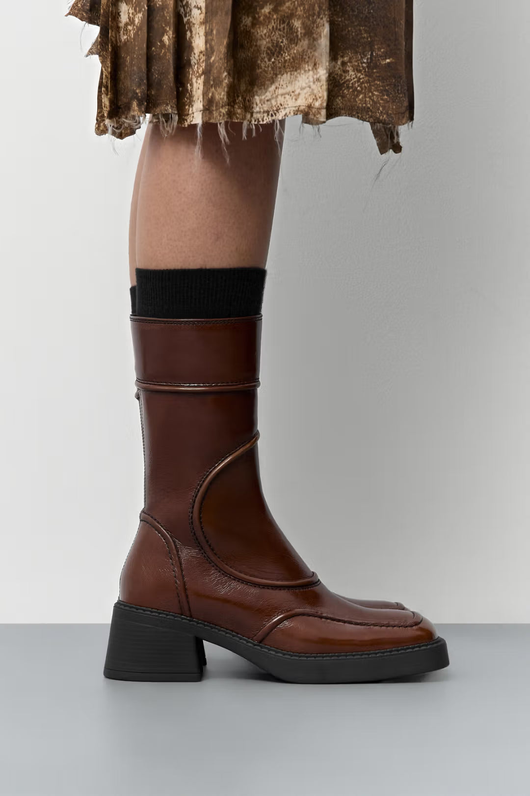 MIISTA Malene Tan and Black Ankle Boots