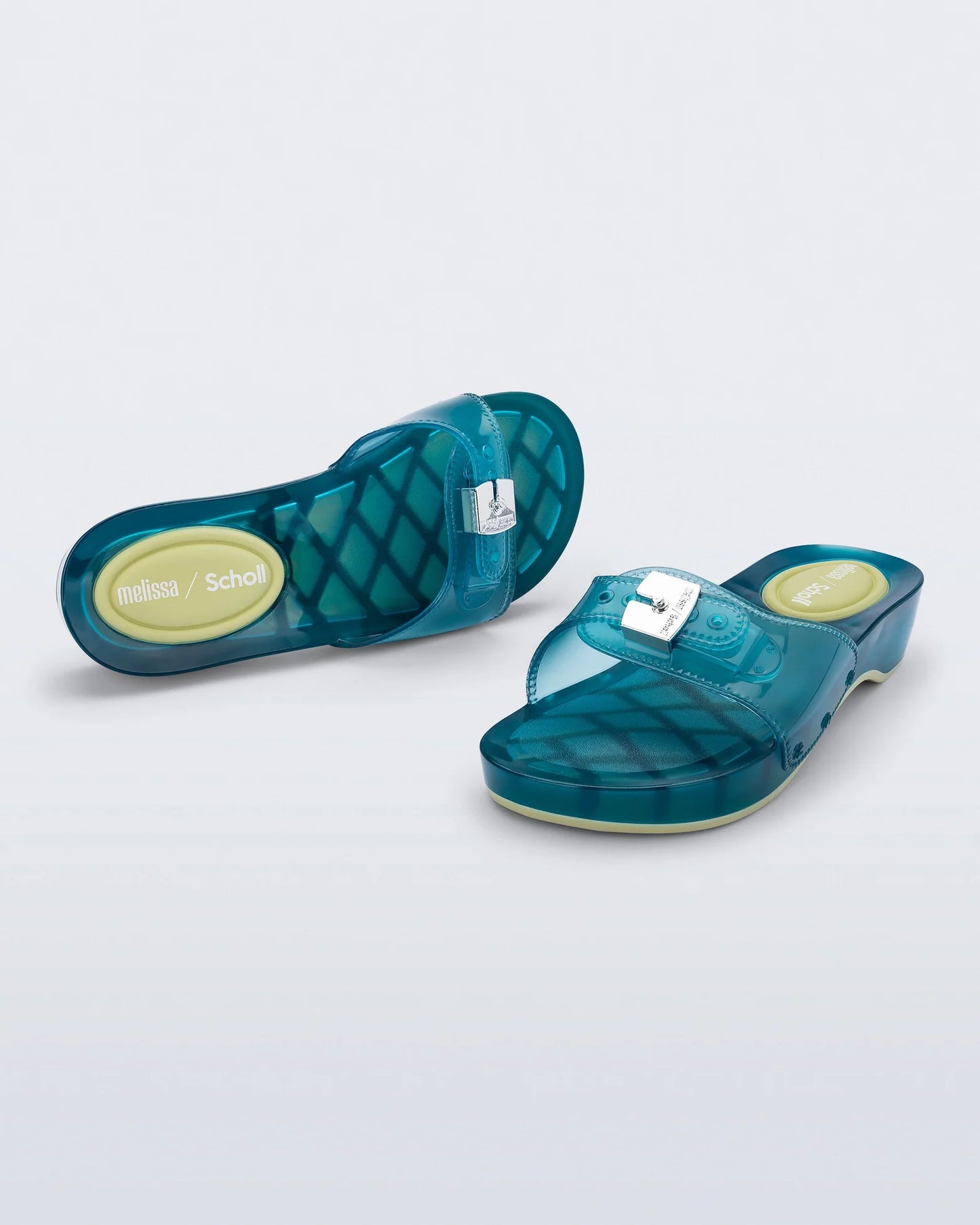 MELISSA PESCURA HEEL AND SCHOLL  TRANS BLUE