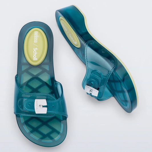 MELISSA PESCURA HEEL AND SCHOLL  TRANS BLUE