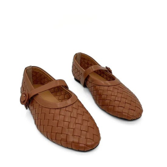 AMIE RAFA RENA WOVEN FLATS TAN