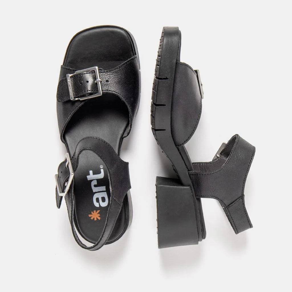 ART VARSOVIA-BLACK BUCKLE SANDALS - Shoe Market NYC